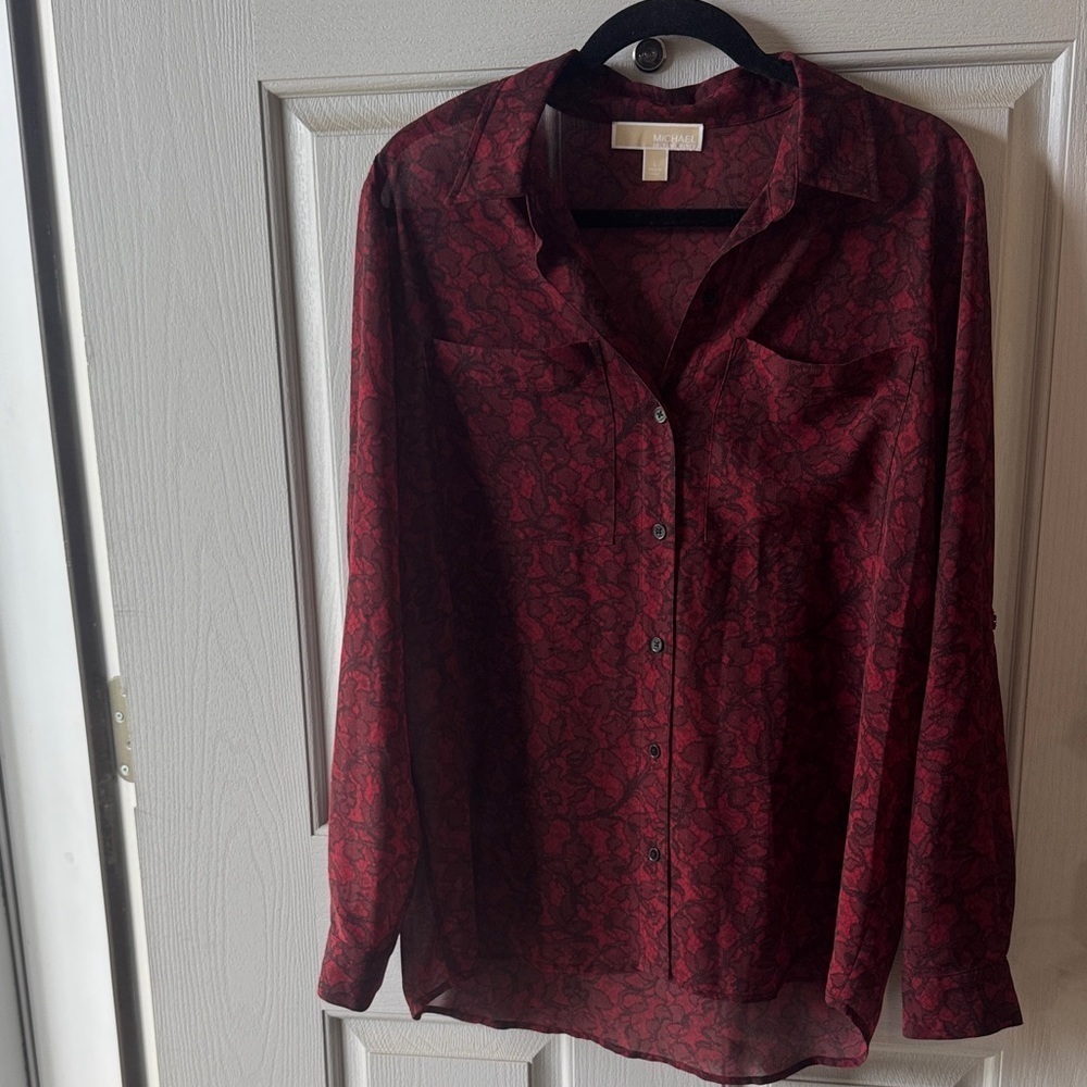 MICHAEL Michael Kors Red Button Down Shirt - Picture 2 of 4